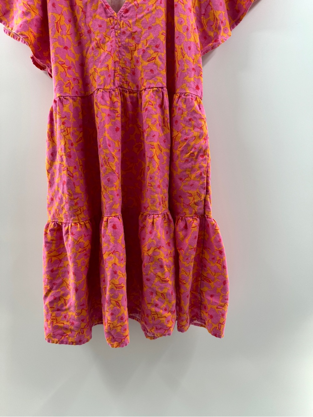 Universal Thread Pink Orange Floral Linen Blend Mini Dress – Women’s Medium - Picture 3 of 9